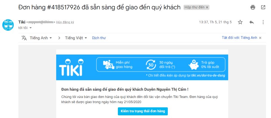 Email giao dịch Marketing